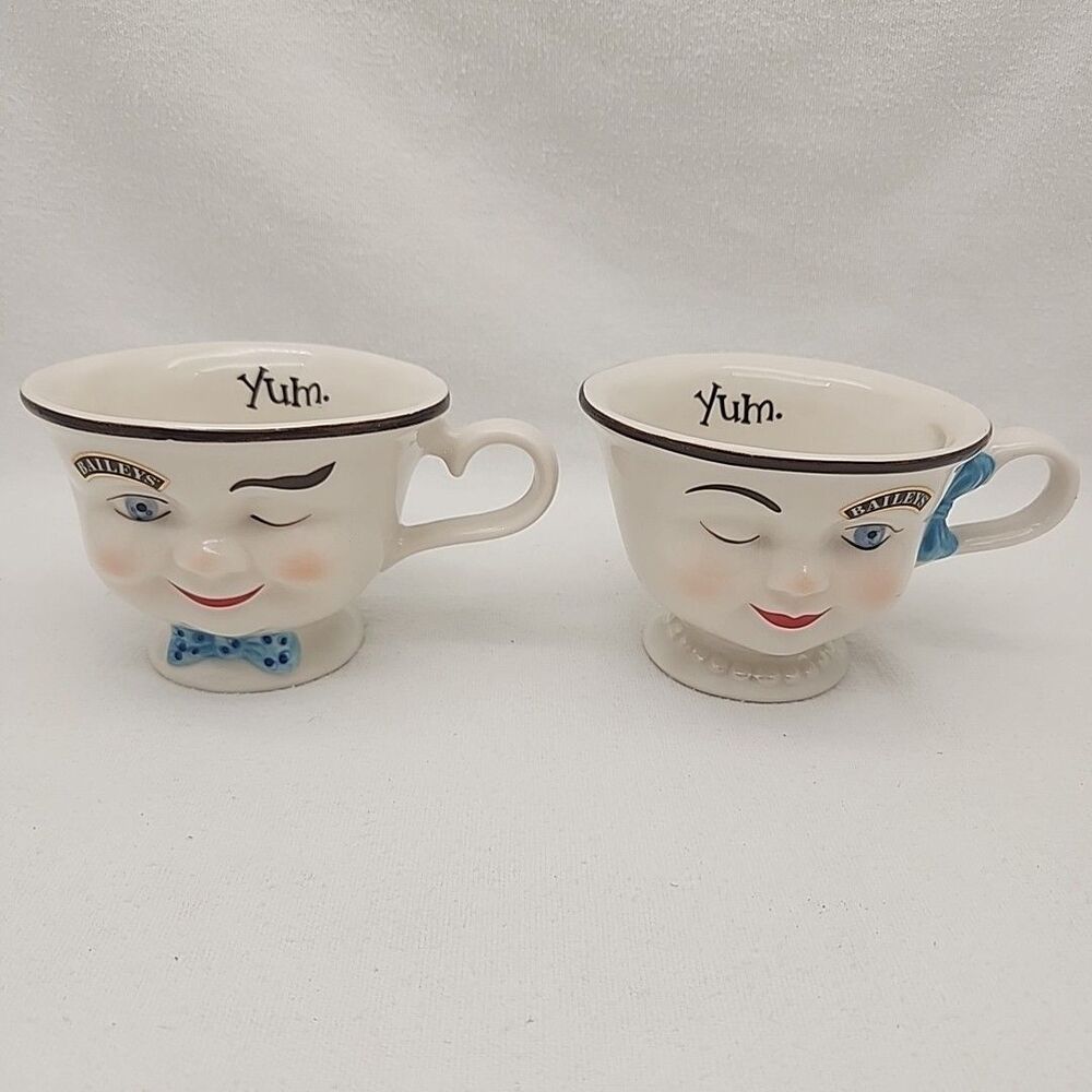 Mug Baileys Irish Cream Mr & Mrs Yum Winking Coffee Tea Cups Limited Edition VTG